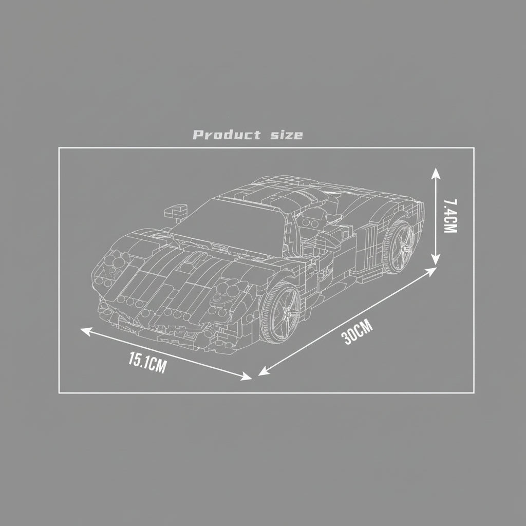 Whiteout Hyper GT | Brick-Built Car Set (1423 pcs)