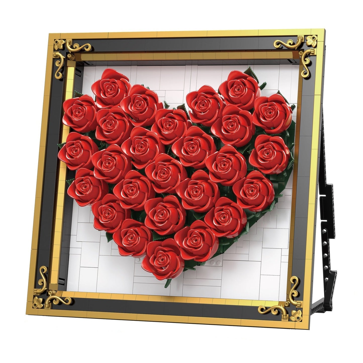 Rose Heart Frame Display | Brick-Built Decor Set (1,871 pcs)