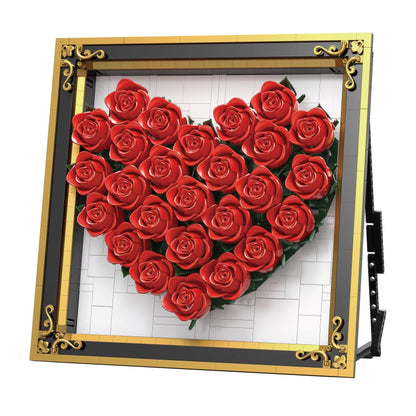 Rose Heart Frame Display | Brick-Built Decor Set (1,871 pcs)