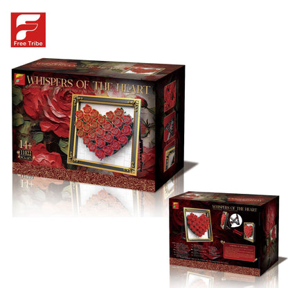 Rose Heart Frame Display | Brick-Built Decor Set (1,871 pcs)