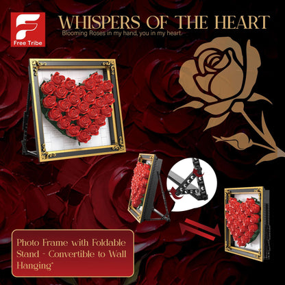 Rose Heart Frame Display | Brick-Built Decor Set (1,871 pcs)
