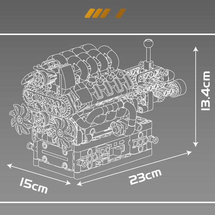 V8 Engine + Gearbox Kit | Drivetrain Build Set (787+ pcs)