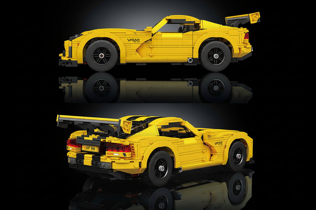 Black-Stripe Track GT Bumblebee | Brick-Built Car Set (1,236+ pcs)
