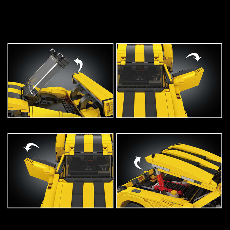 Black-Stripe Track GT Bumblebee | Brick-Built Car Set (1,236+ pcs)