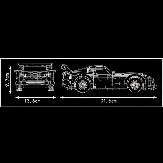 Black-Stripe Track GT Bumblebee | Brick-Built Car Set (1,236+ pcs)