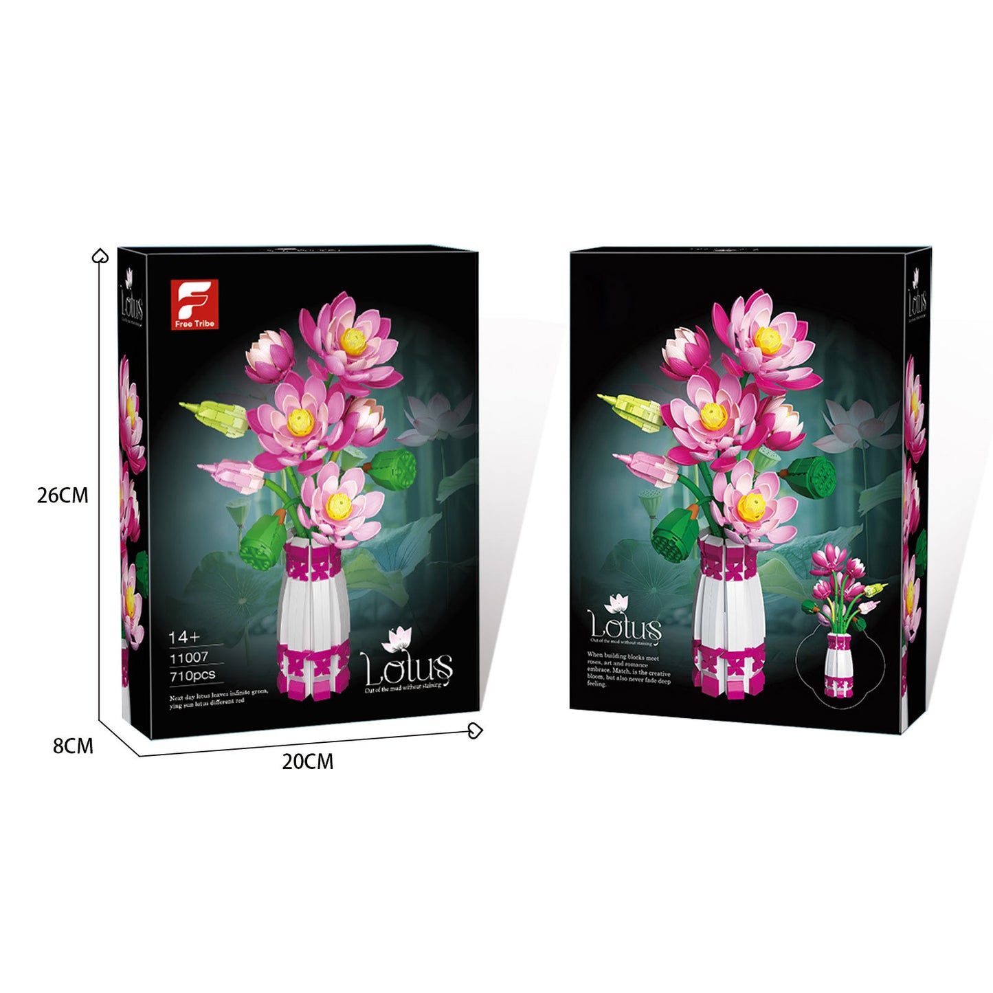 Pink Lotus Vase Arrangement | Brick-Built Flower Set (710 pcs)