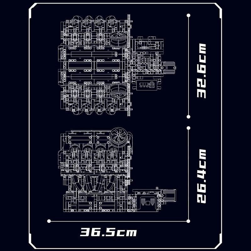 Supercar V8 Engine | Mechanical Build Set (2,718+ pcs)