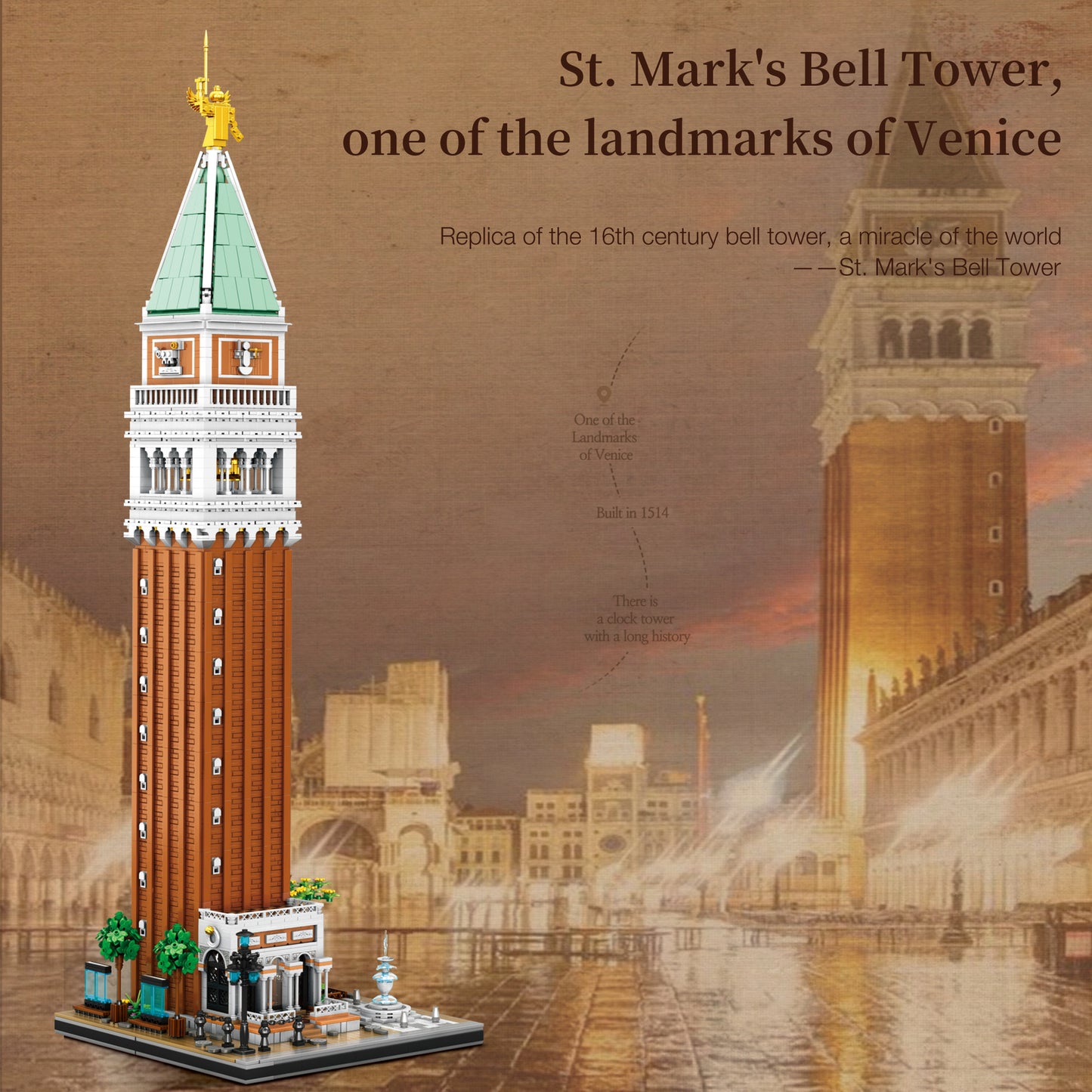 Campanile Di San Marco (Venice) | Brick-Built Landmark Set (3,903) pcs